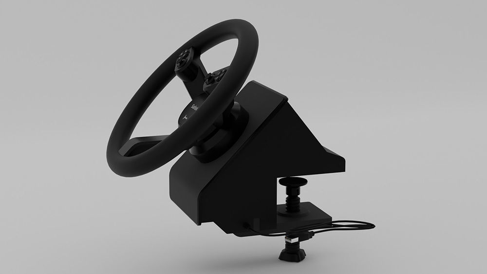 Saitek steering wheel with controller 3D model_2