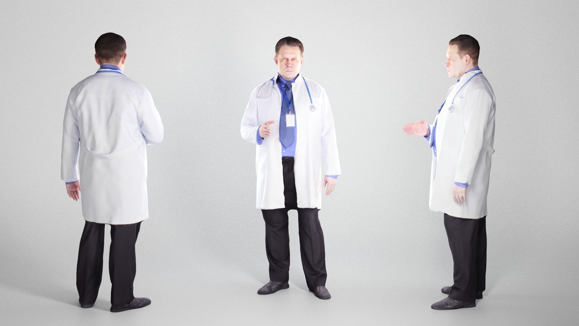 Adult male medical doctor is shaking hand 131 Low-poly 3D model_2