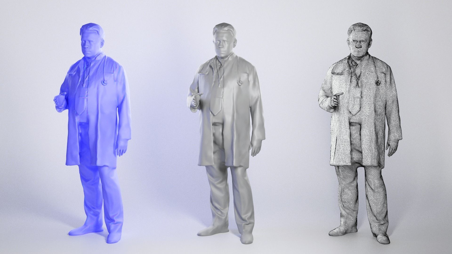 Adult male medical doctor is shaking hand 131 Low-poly 3D model_3