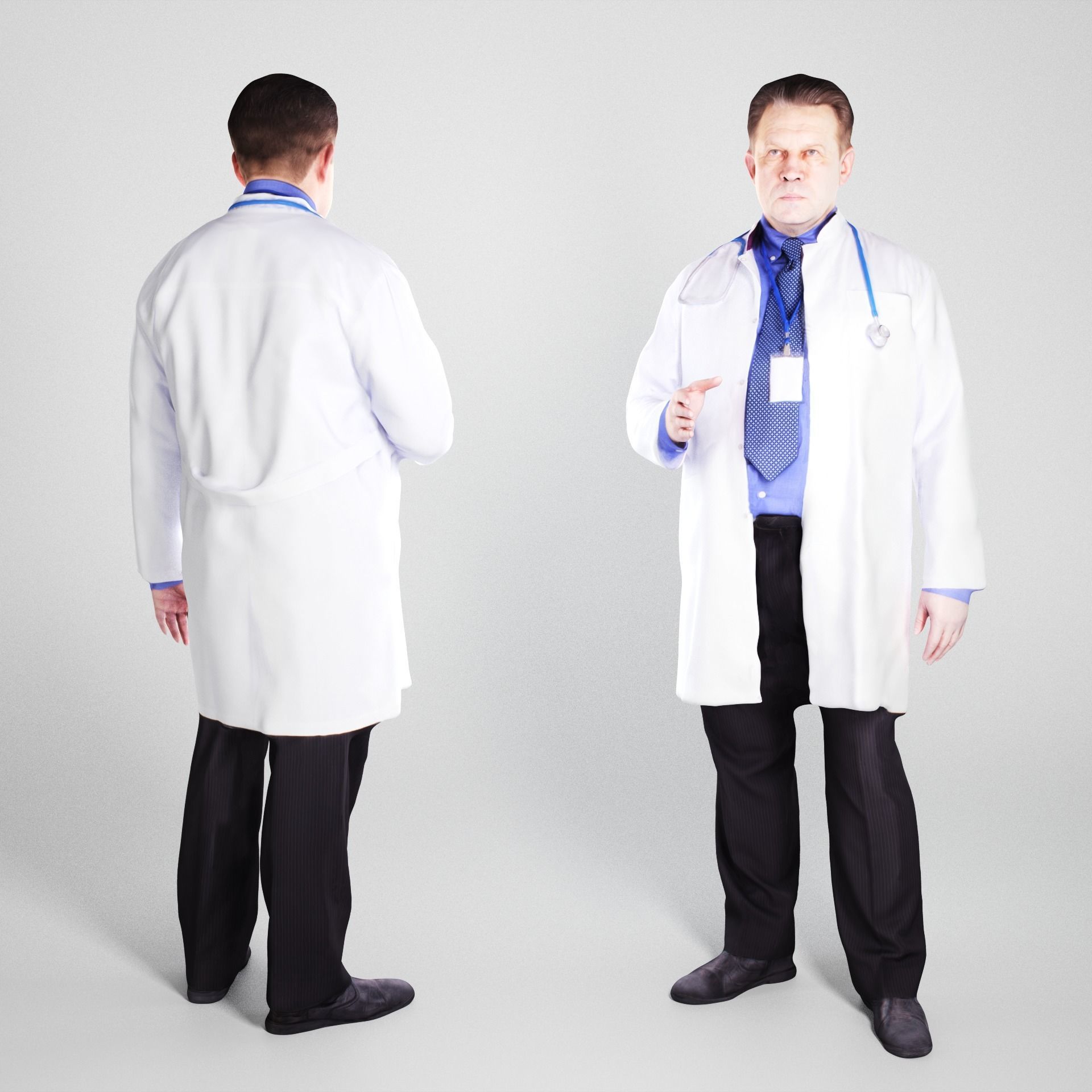 Adult male medical doctor is shaking hand 131 Low-poly 3D model_1