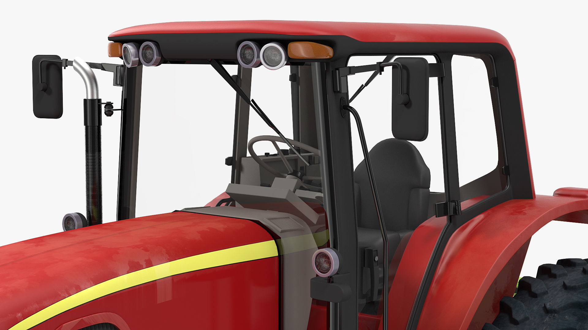 Tractor with Used Twin Rotor Rake Claas Liner 2700 Rigged 3D model_8