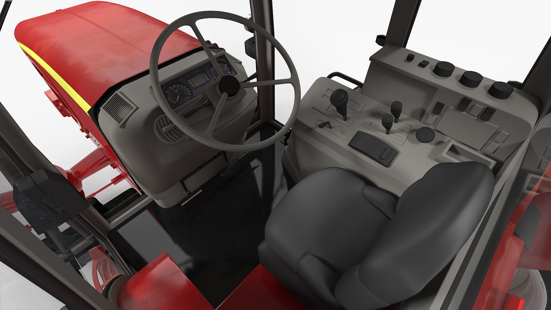 Tractor with Used Twin Rotor Rake Claas Liner 2700 Rigged 3D model_9