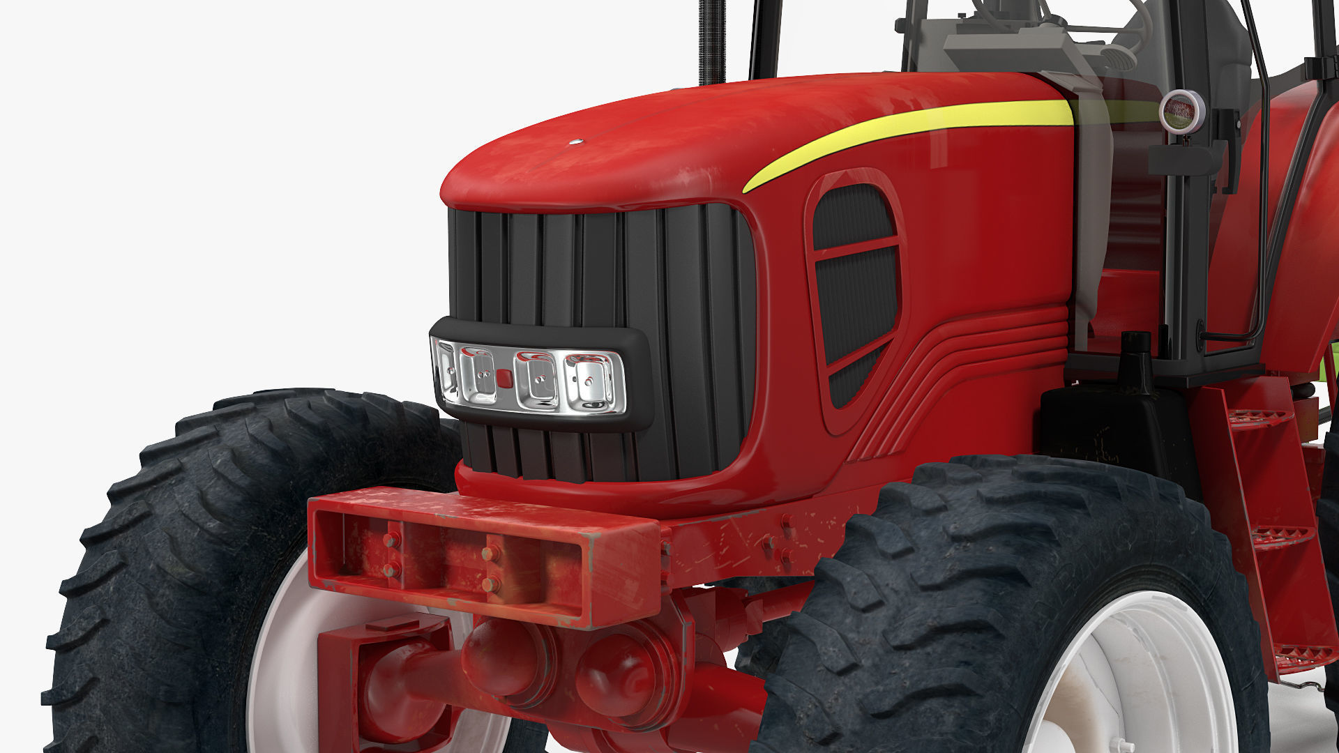 Tractor with Used Twin Rotor Rake Claas Liner 2700 Rigged 3D model_7