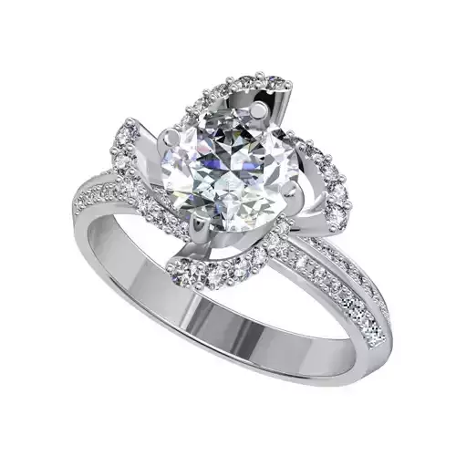 Engagement Ring  Model  2  Separated Pieces For 3D Print -CC85