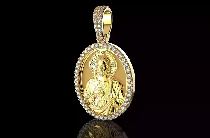 JESUS With Diamonds Pendant N2 3D print model