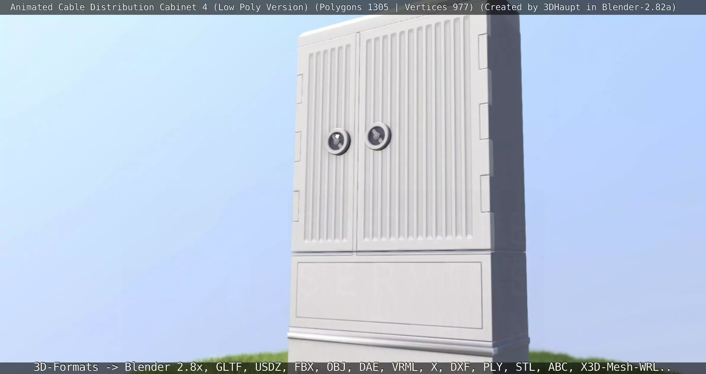Animated Cable Distribution Cabinet 4 Low-poly 3D model_0
