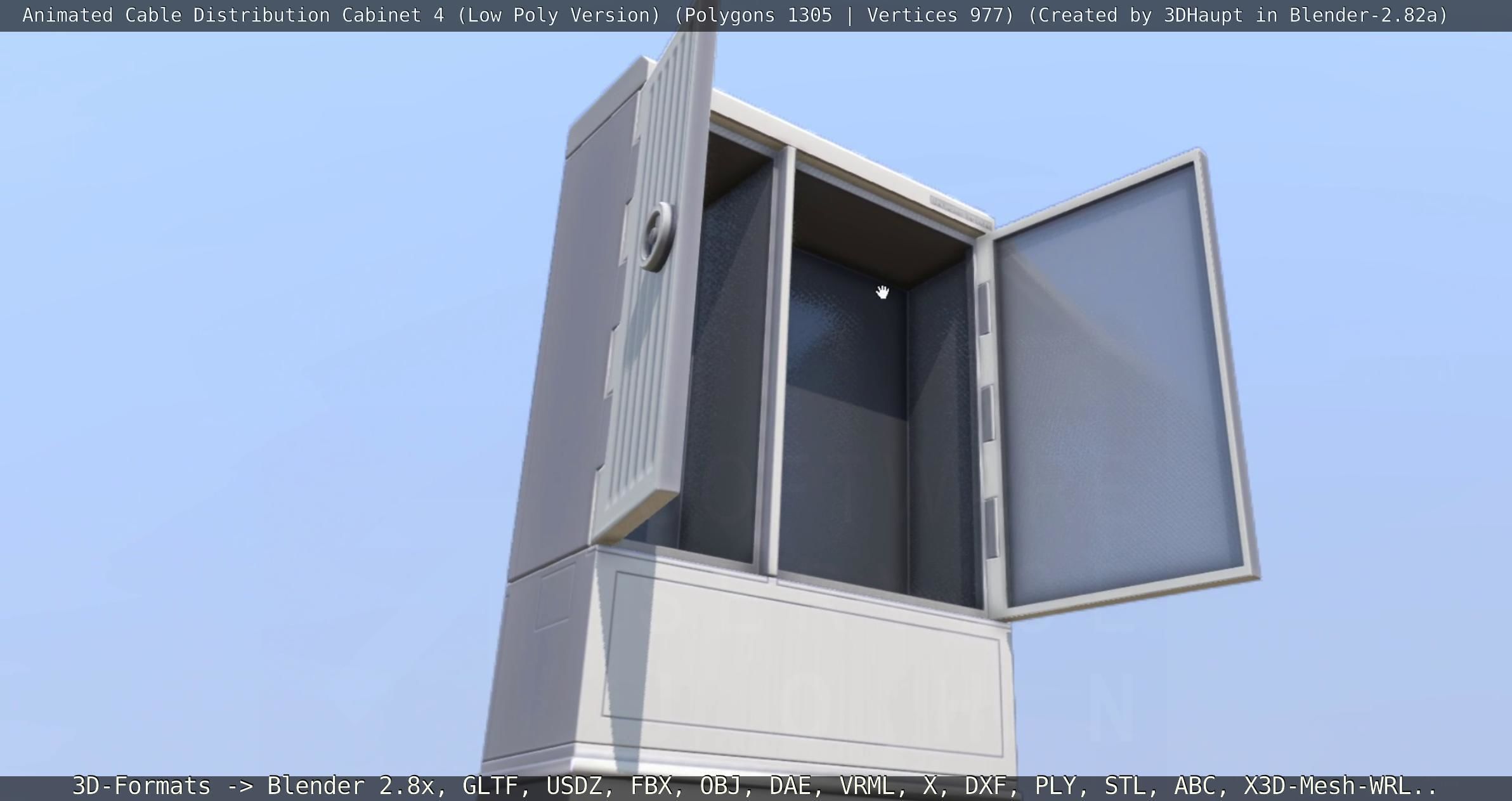 Animated Cable Distribution Cabinet 4 Low-poly 3D model_5