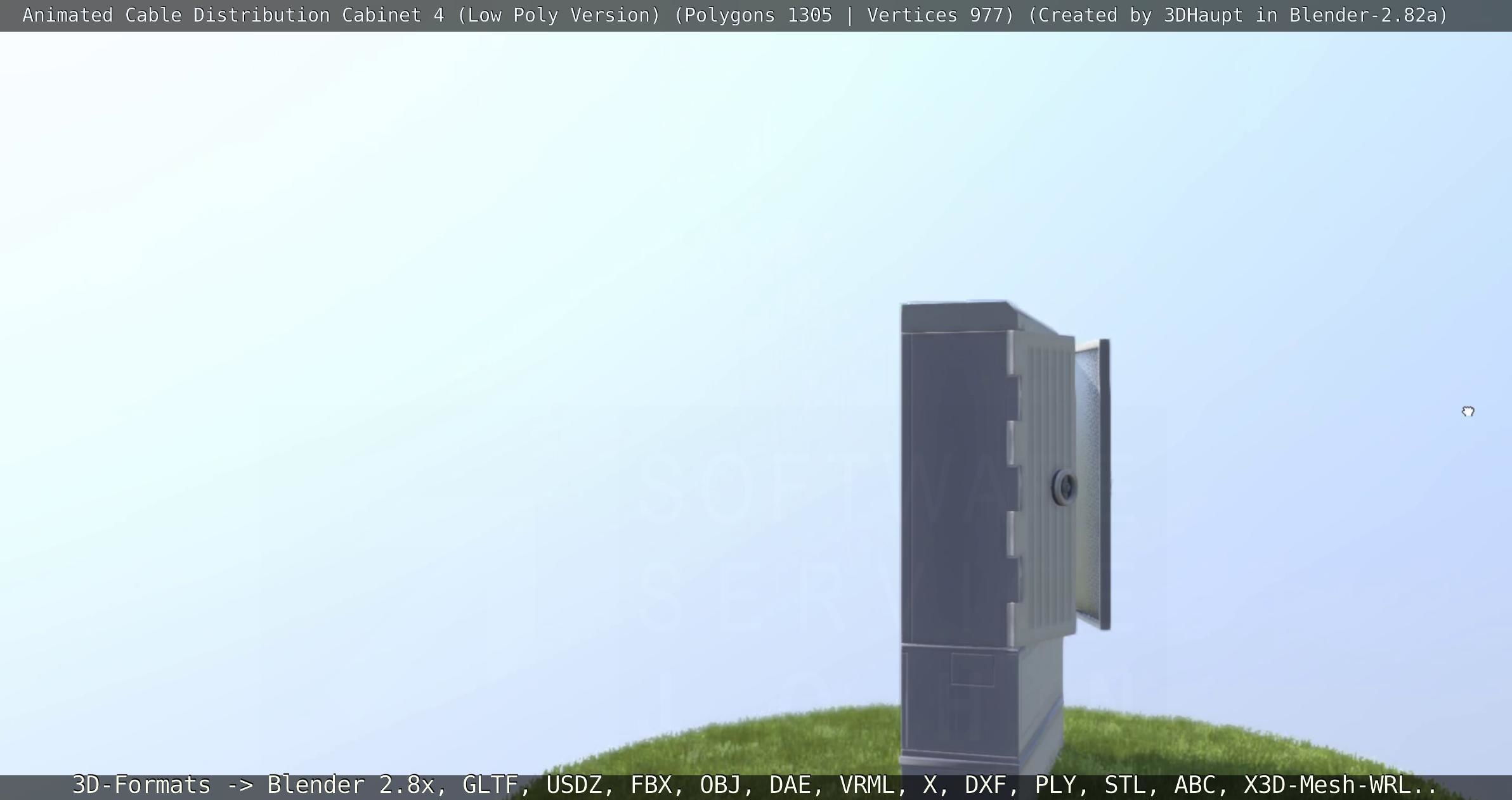 Animated Cable Distribution Cabinet 4 Low-poly 3D model_29