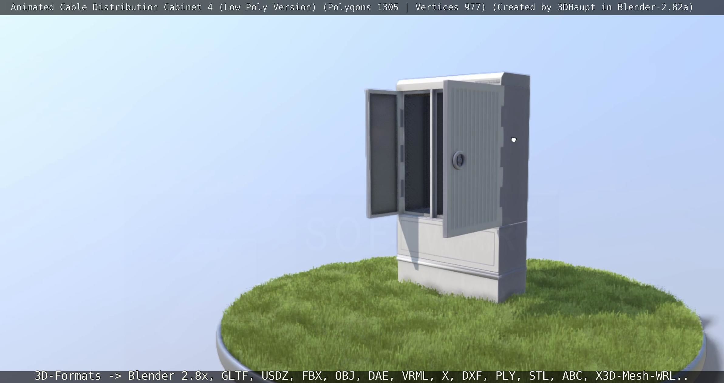 Animated Cable Distribution Cabinet 4 Low-poly 3D model_40