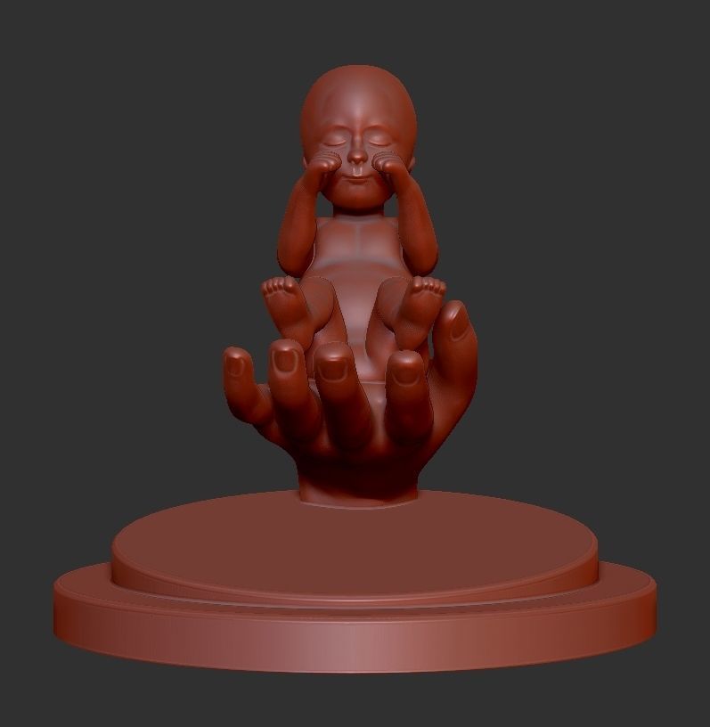 Baby and Hand 3D print model_4