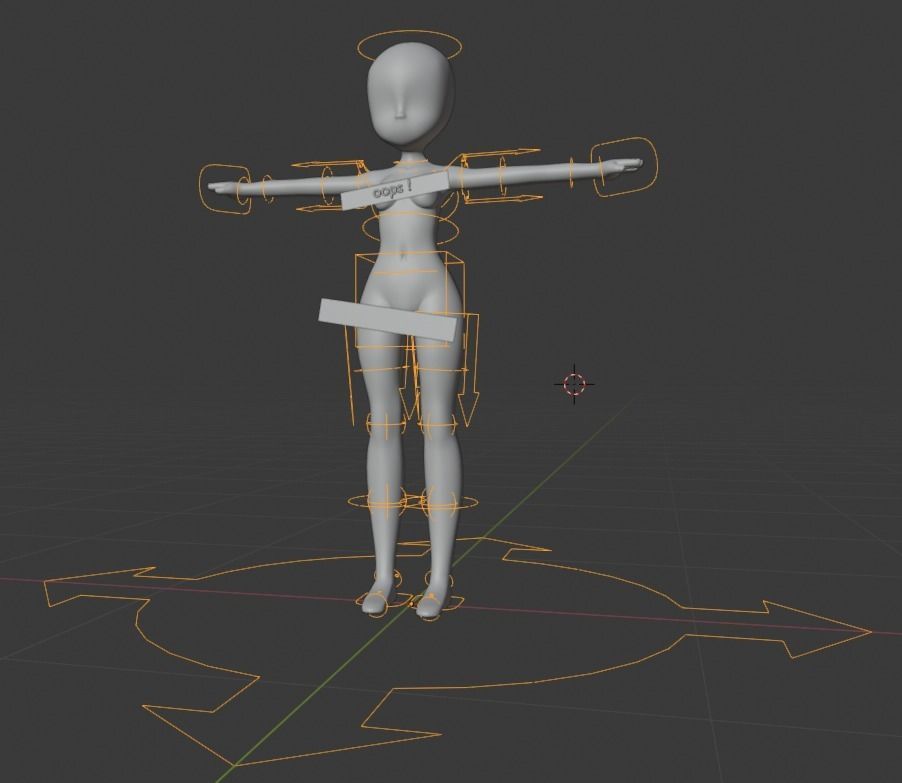 Chibi girl model base mesh Low-poly 3D model_6