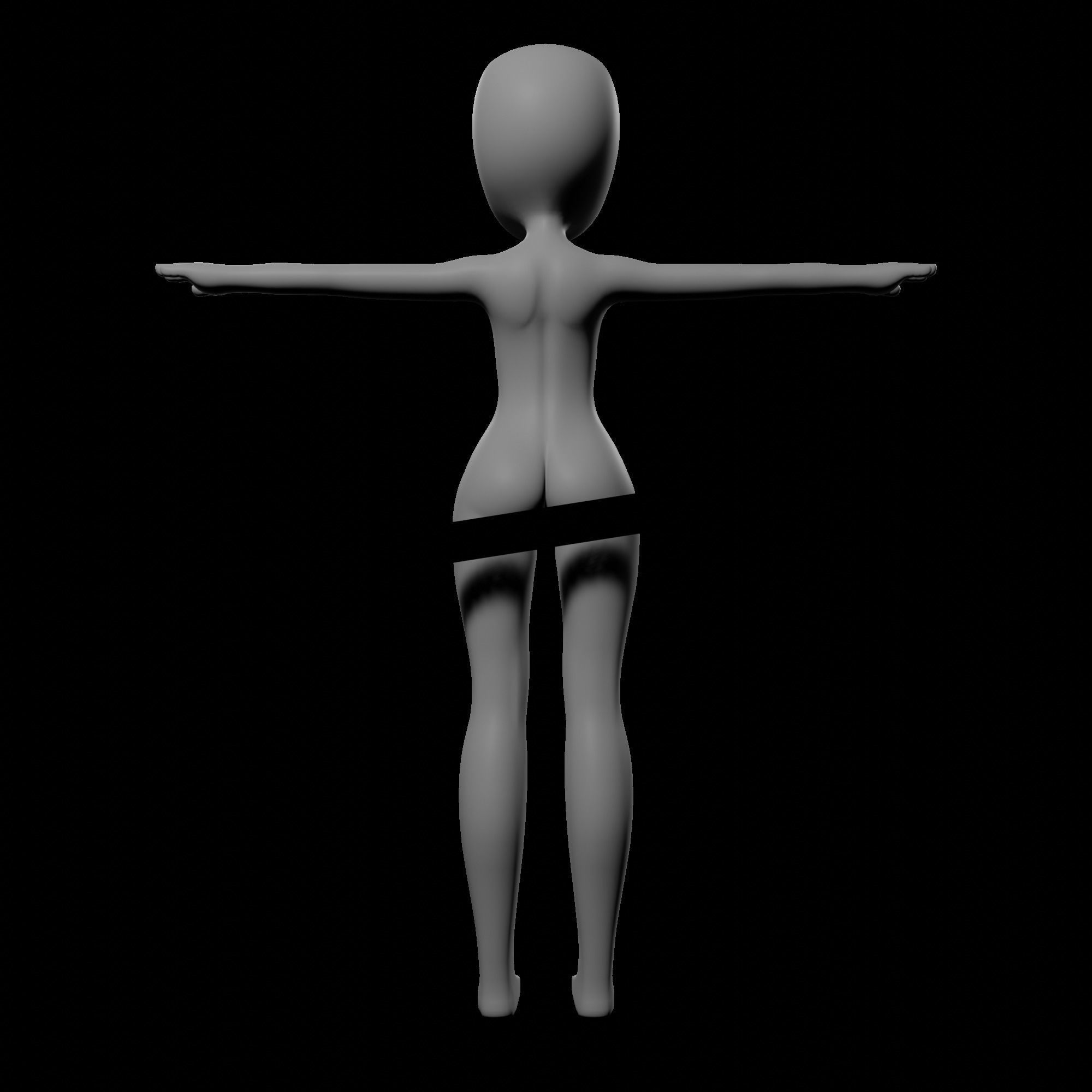 Chibi girl model base mesh Low-poly 3D model_5