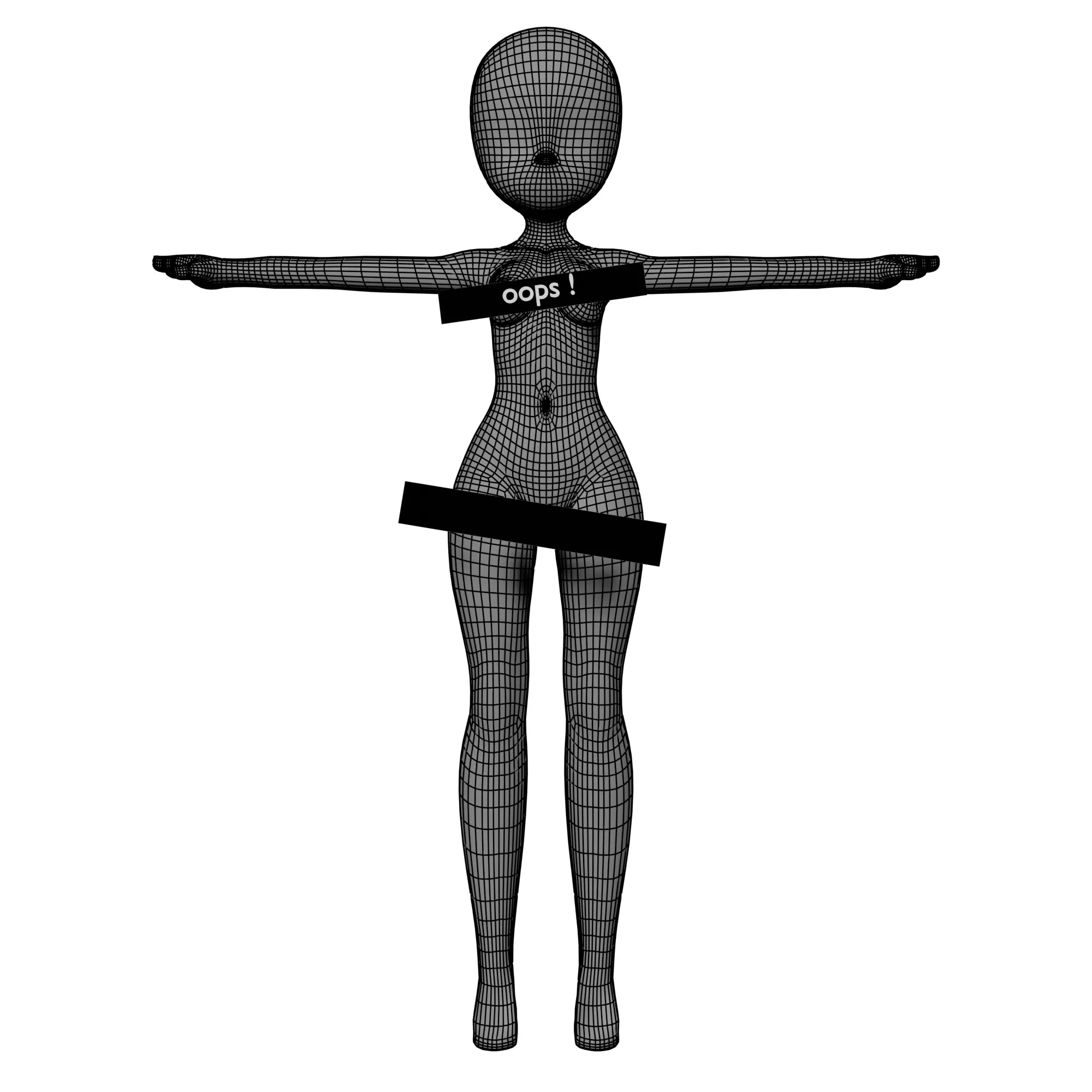 Chibi girl model base mesh Low-poly 3D model_0