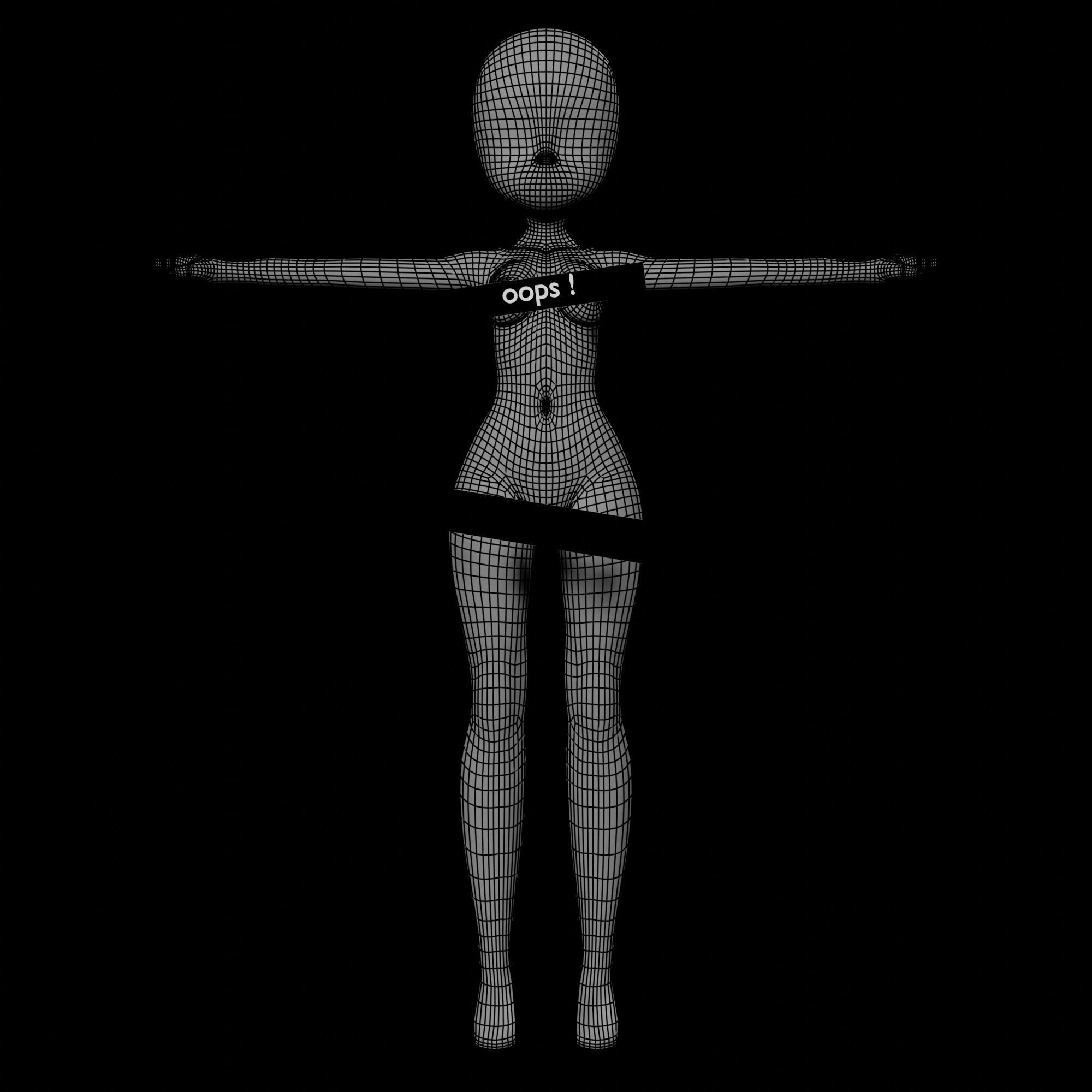 Chibi girl model base mesh Low-poly 3D model_1
