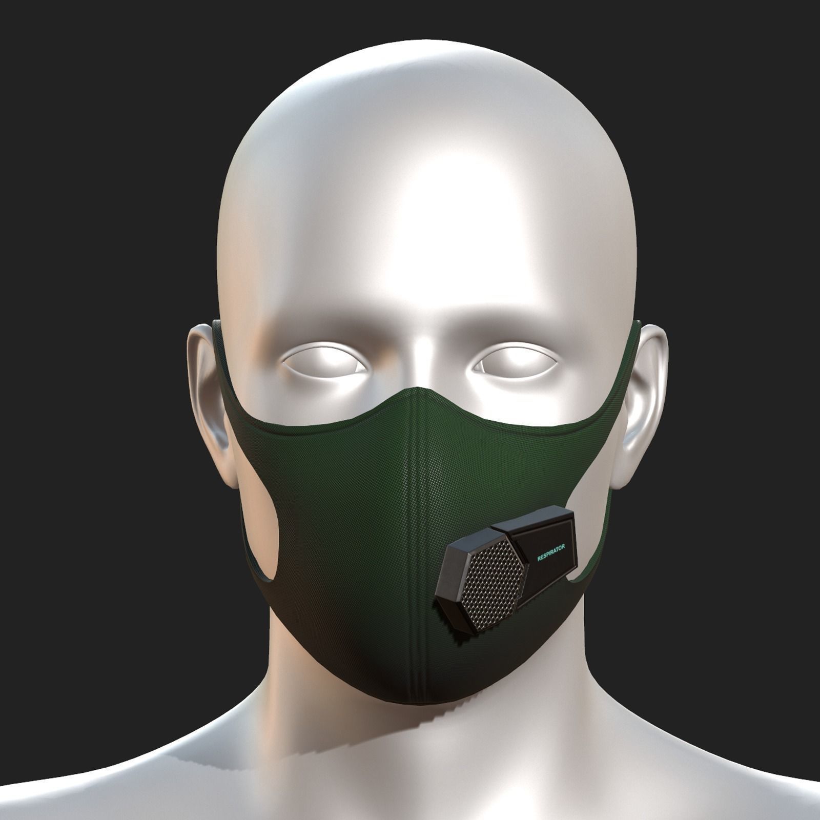 Gas mask fabric futuristic technology  Low-poly 3D model_4