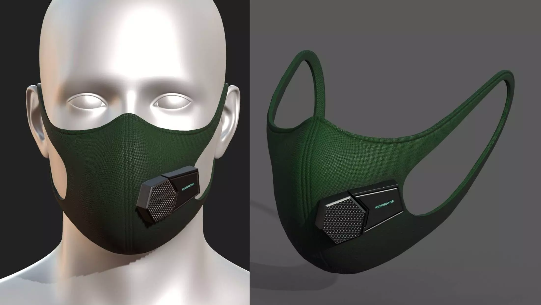 Gas mask fabric futuristic technology  Low-poly 3D model_0