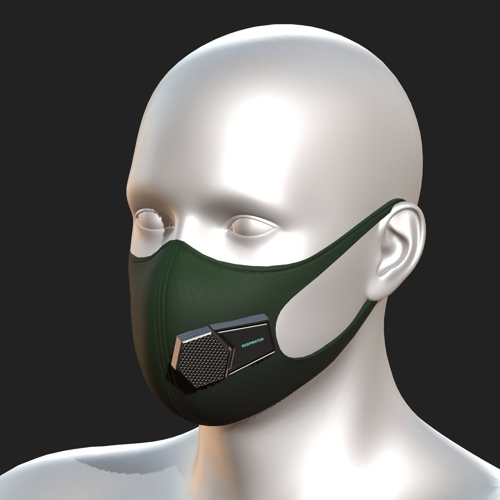 Gas mask fabric futuristic technology  Low-poly 3D model_5