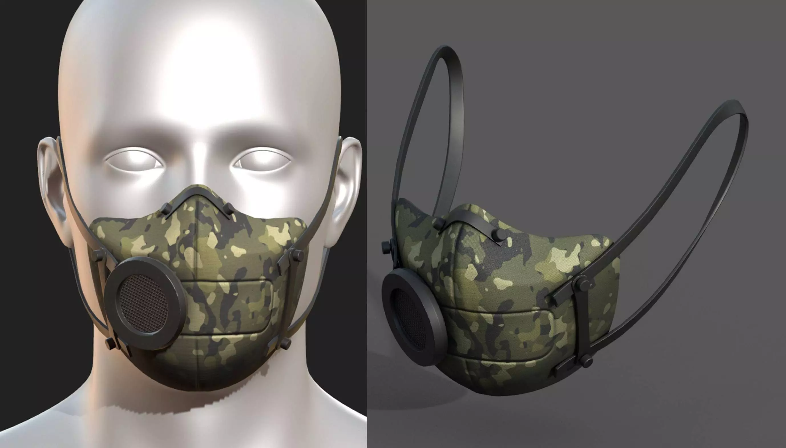 Gas mask protection futuristic protection safety Low-poly 3D model