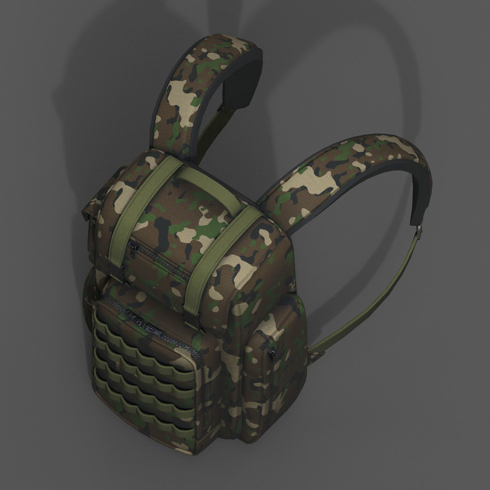 Backpack military combat soldier bag baggage  Low-poly 3D model_9