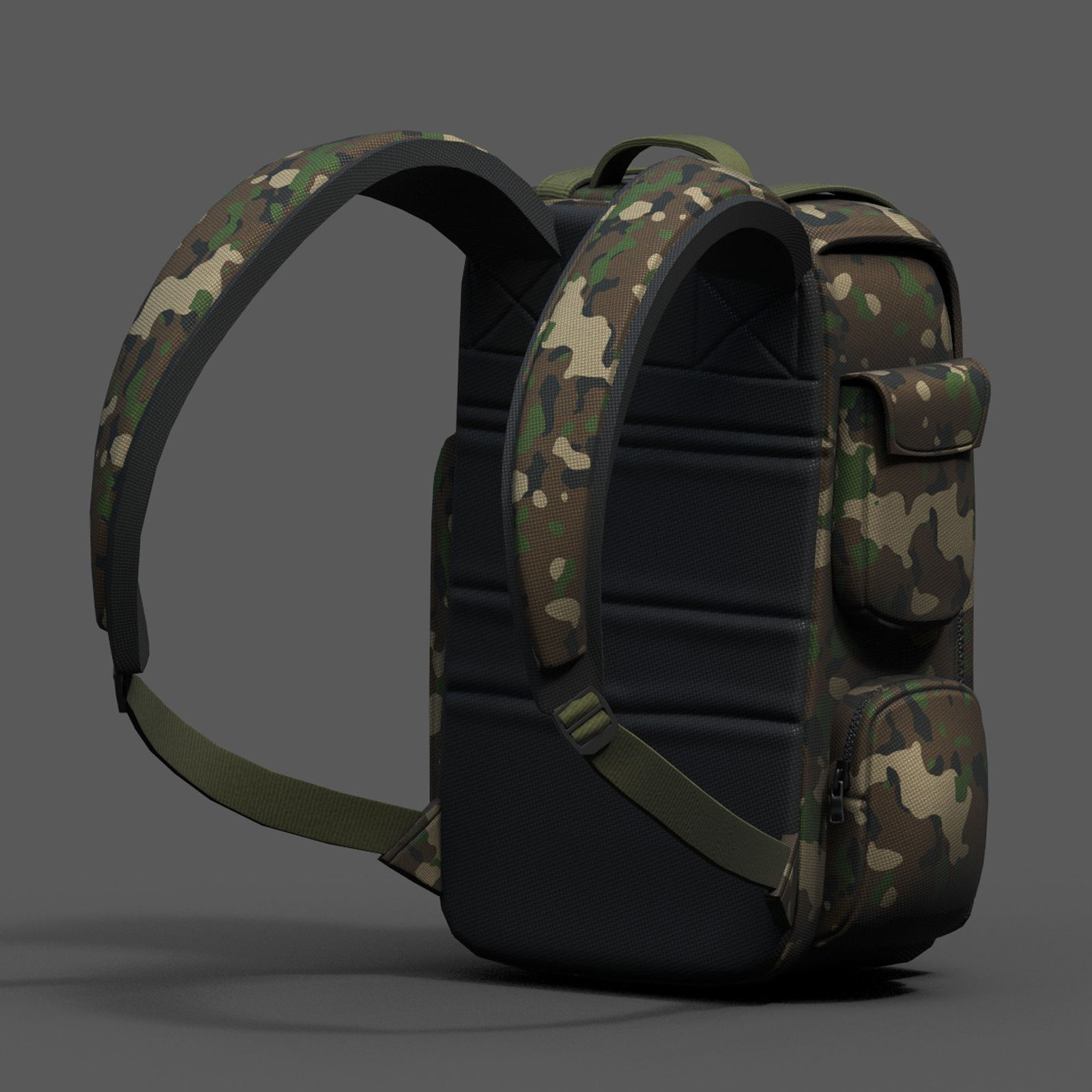Backpack military combat soldier bag baggage  Low-poly 3D model_6
