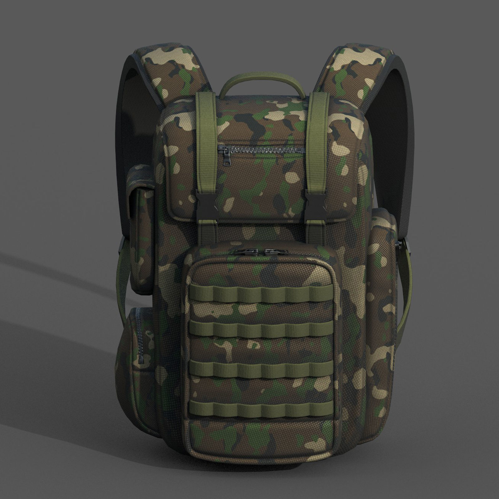 Backpack military combat soldier bag baggage  Low-poly 3D model_2