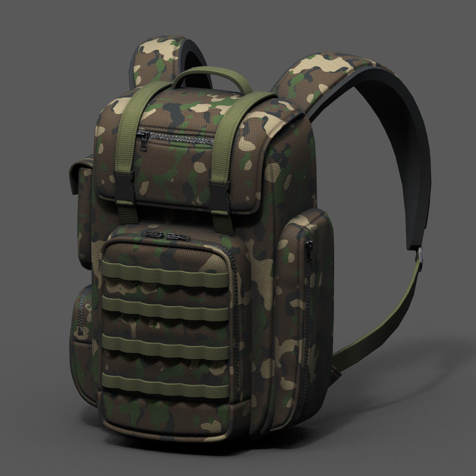 Backpack military combat soldier bag baggage  Low-poly 3D model_3