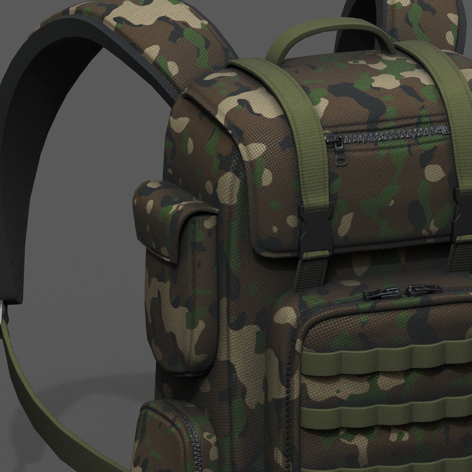 Backpack military combat soldier bag baggage  Low-poly 3D model_7