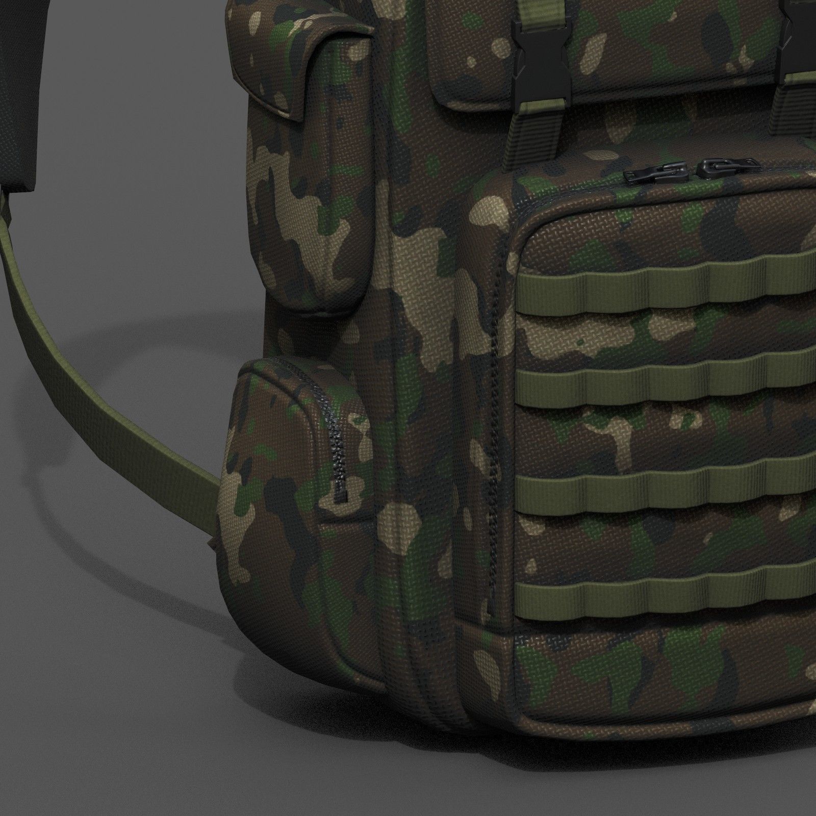 Backpack military combat soldier bag baggage  Low-poly 3D model_10
