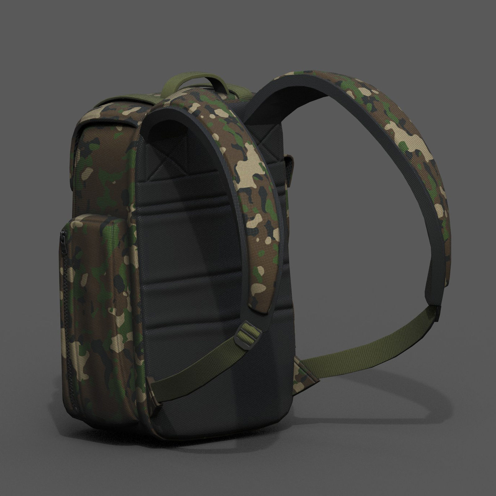 Backpack military combat soldier bag baggage  Low-poly 3D model_5