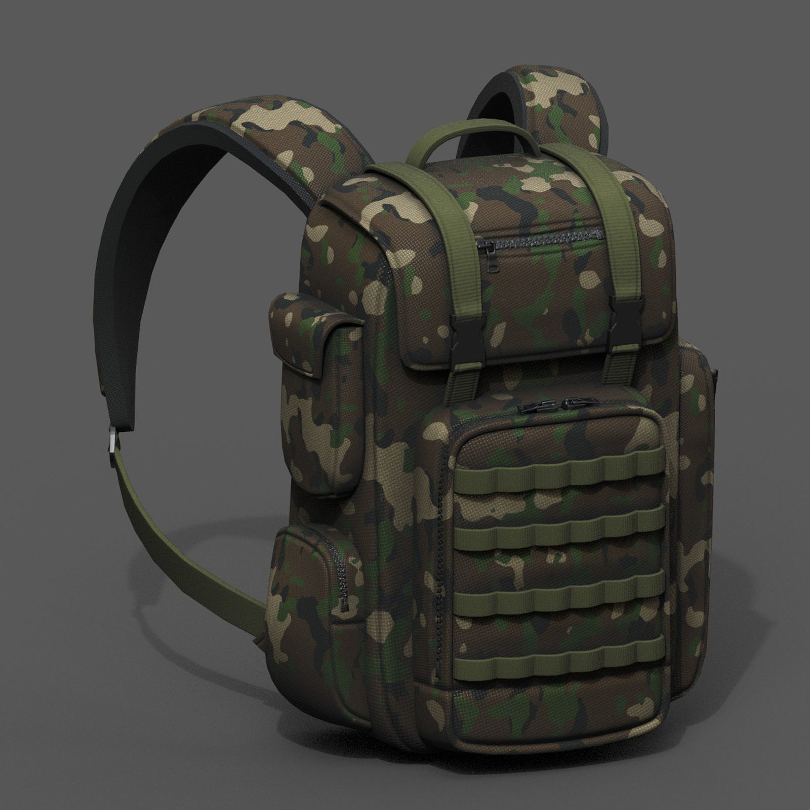 Backpack military combat soldier bag baggage  Low-poly 3D model_4