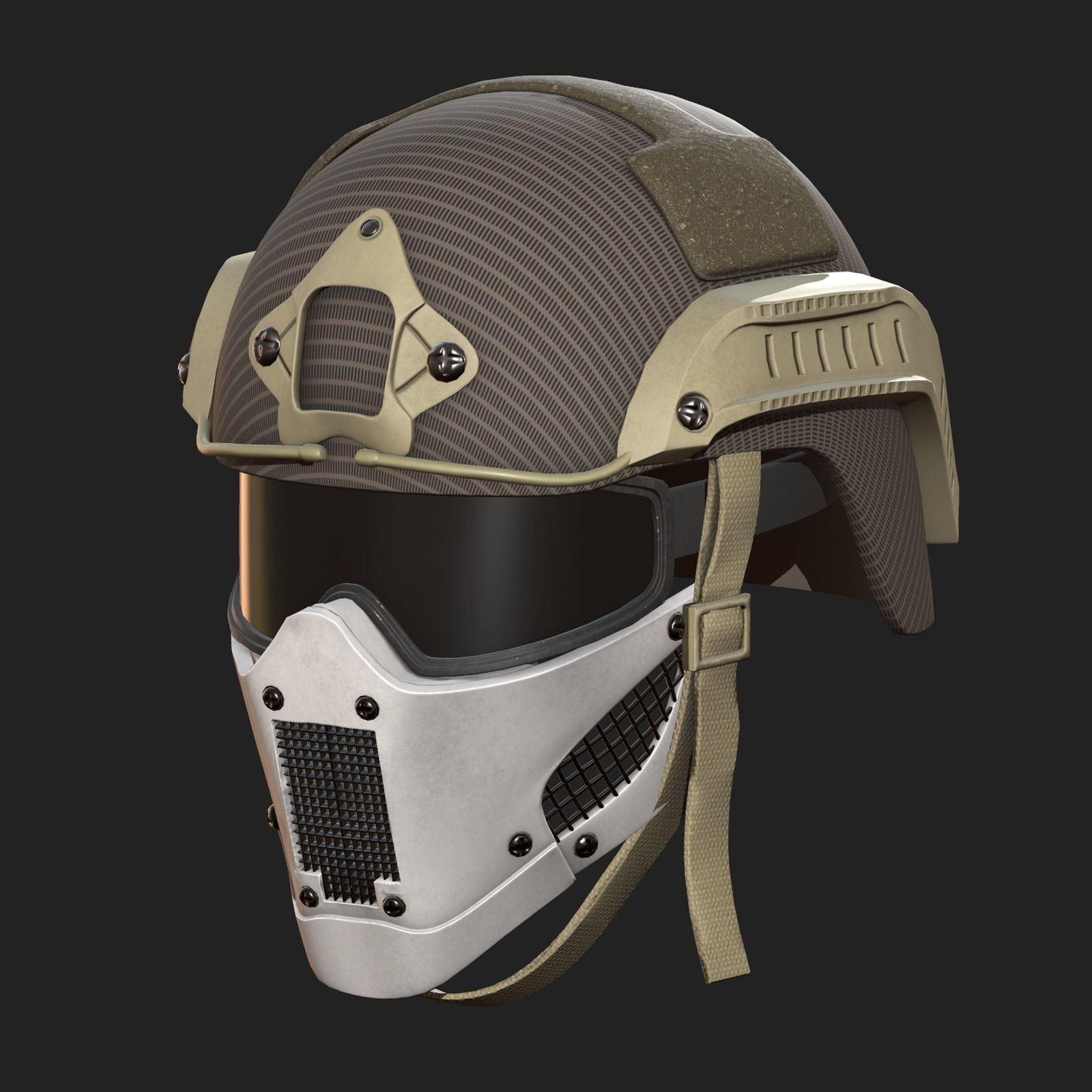 Helmet military mask protection futuristic technology Low-poly 3D model_3