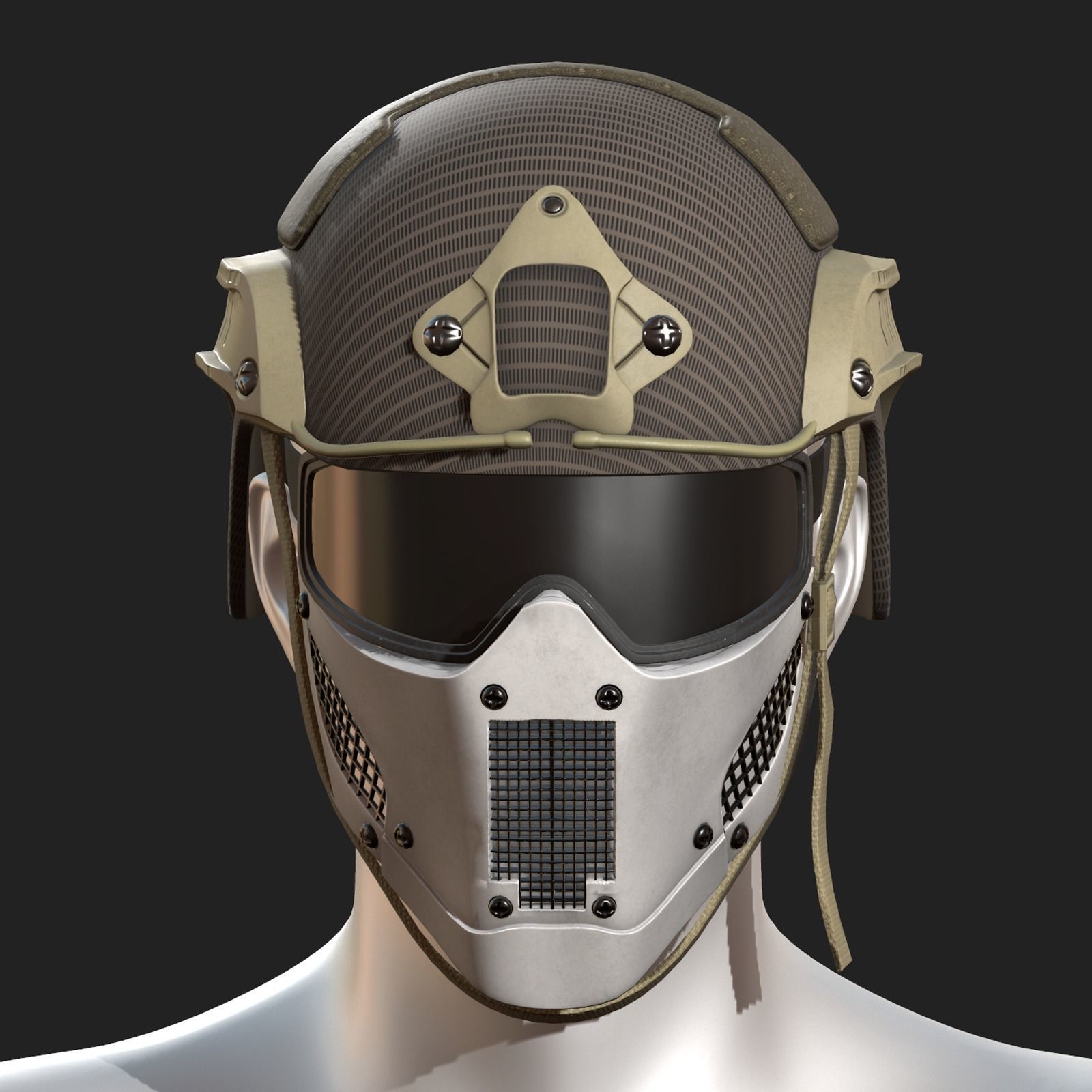 Helmet military mask protection futuristic technology Low-poly 3D model_9