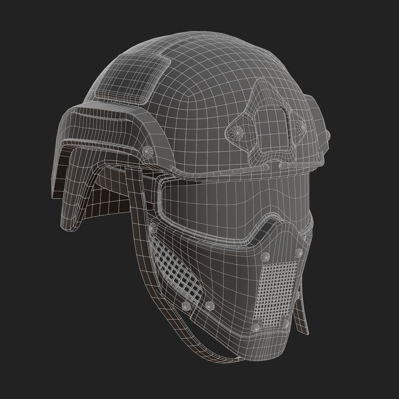 Helmet military mask protection futuristic technology Low-poly 3D model_11