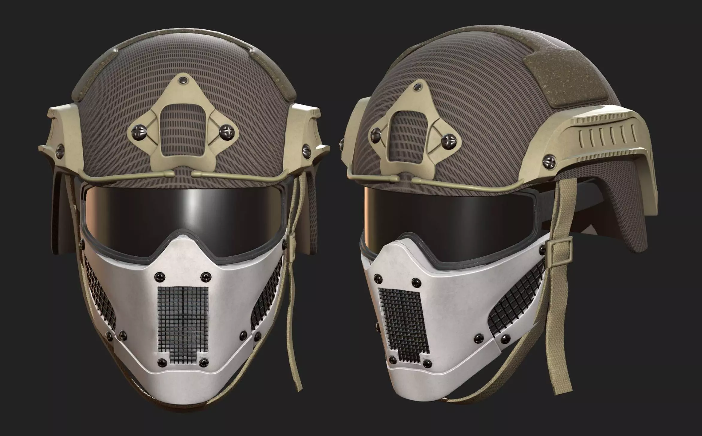 Helmet military mask protection futuristic technology Low-poly 3D model_0