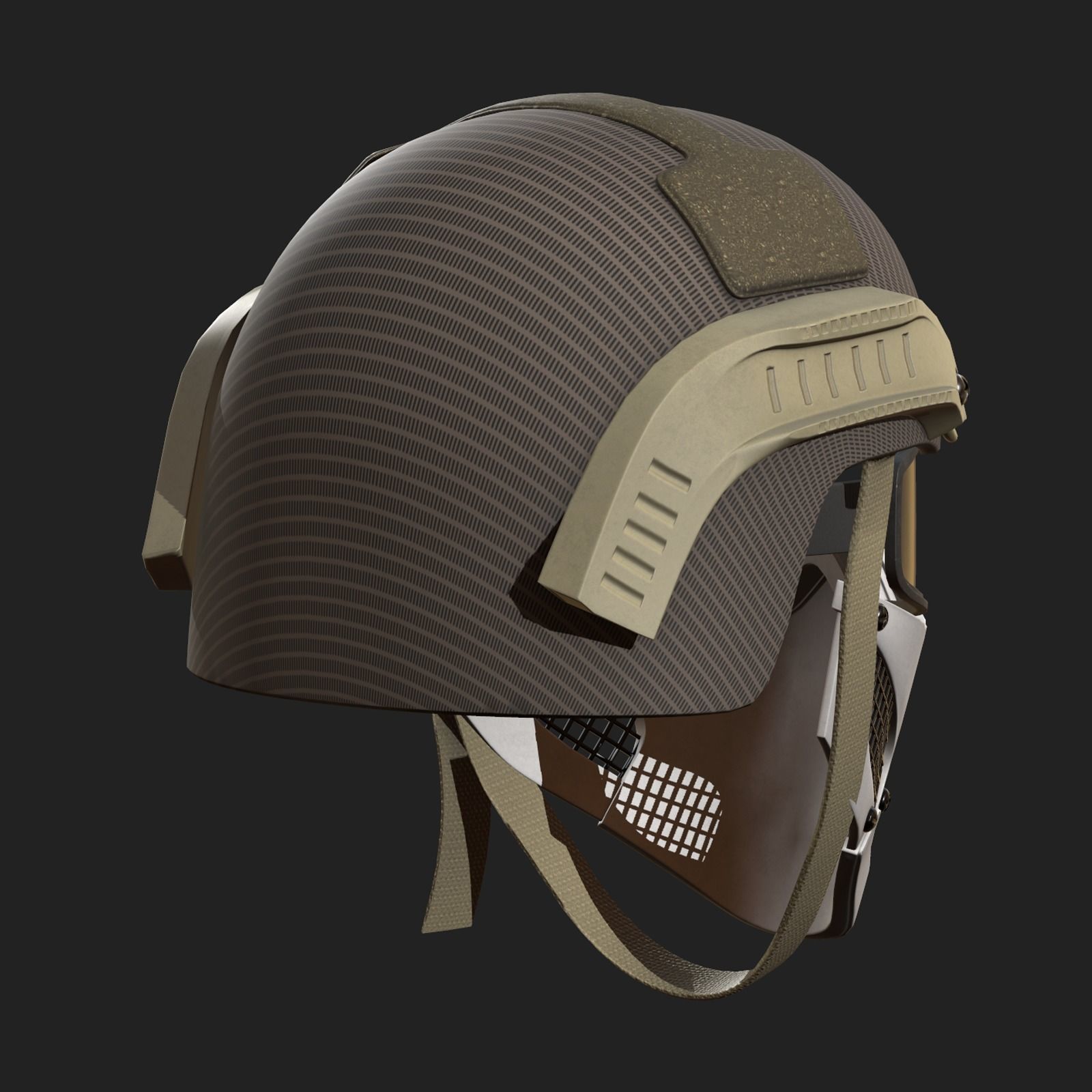 Helmet military mask protection futuristic technology Low-poly 3D model_6