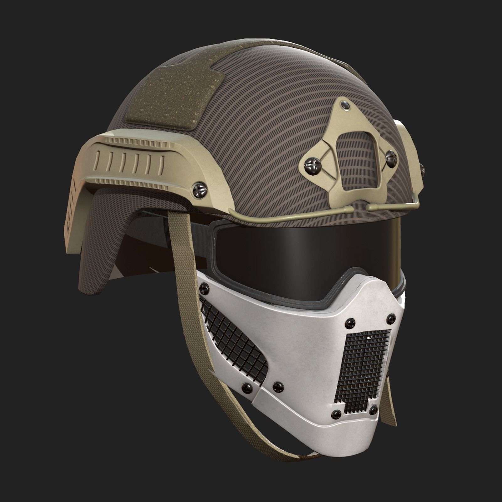 Helmet military mask protection futuristic technology Low-poly 3D model_1