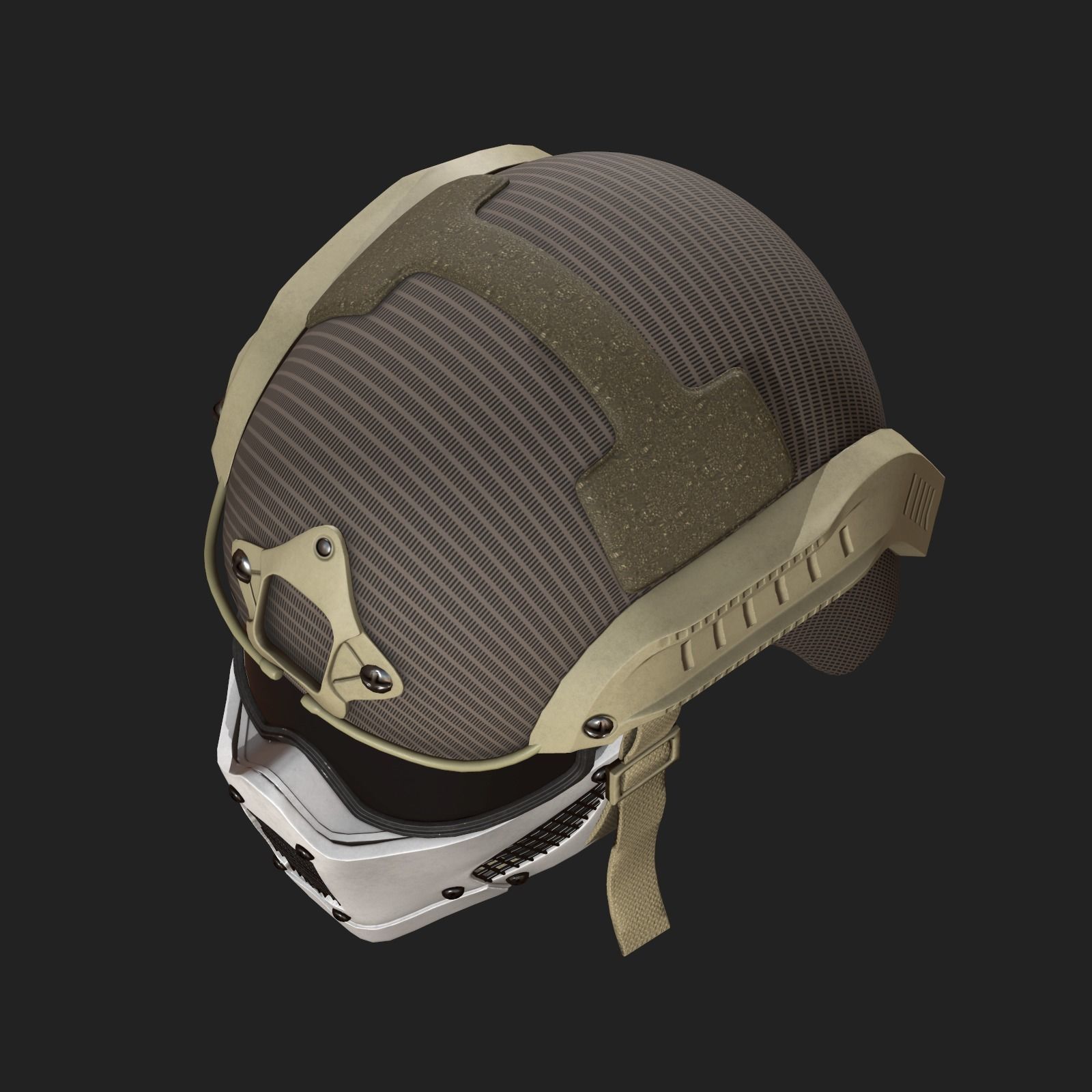 Helmet military mask protection futuristic technology Low-poly 3D model_5
