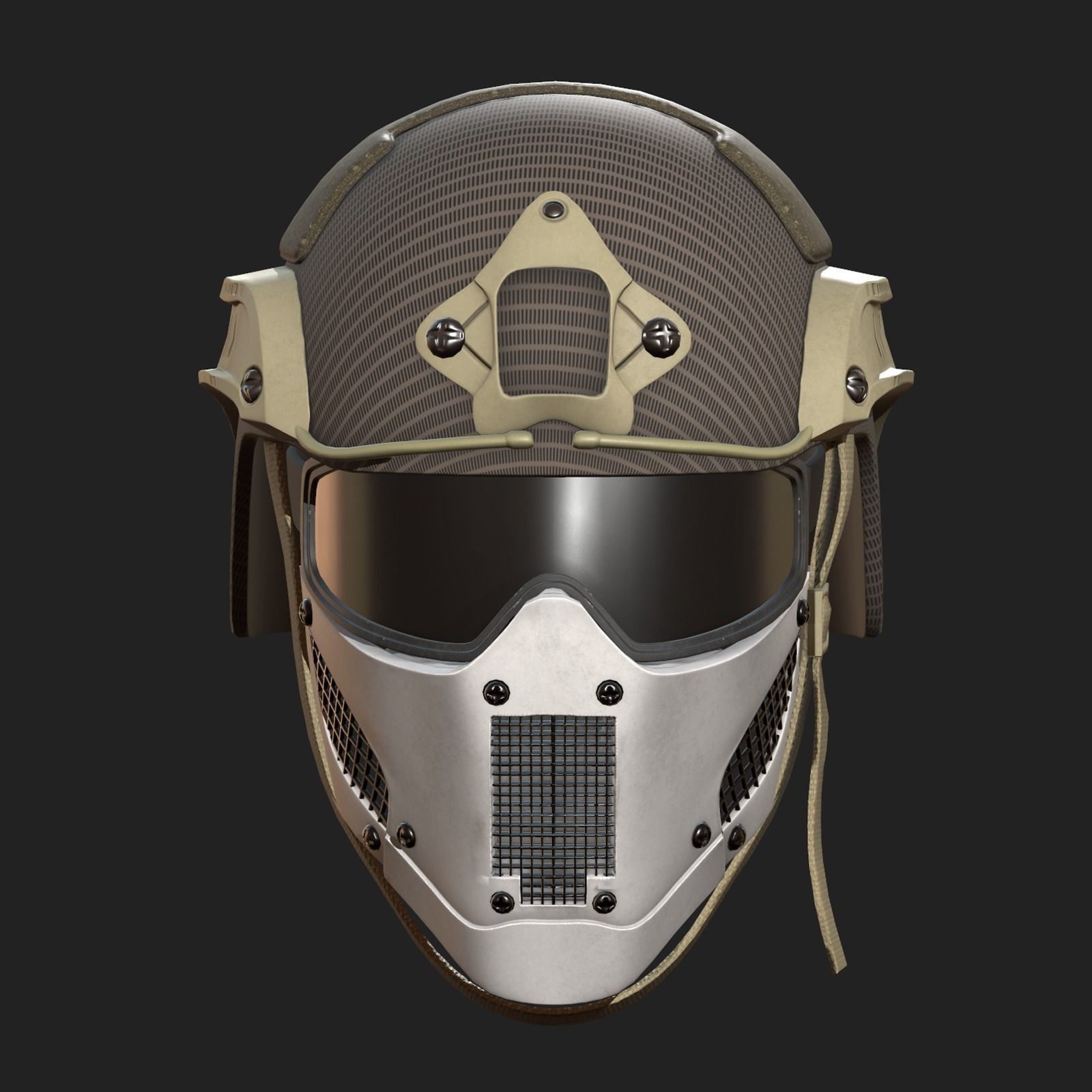 Helmet military mask protection futuristic technology Low-poly 3D model_2