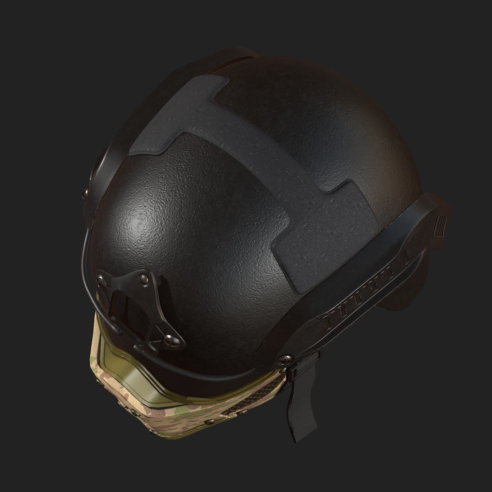 Helmet mask millitary combat soldier armor  Low-poly 3D model_4