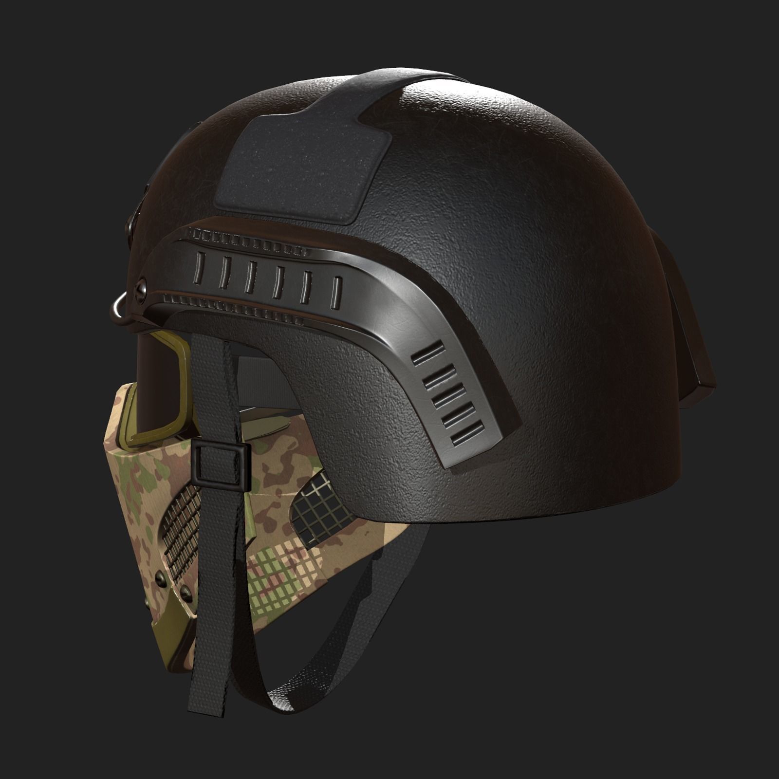 Helmet mask millitary combat soldier armor  Low-poly 3D model_7