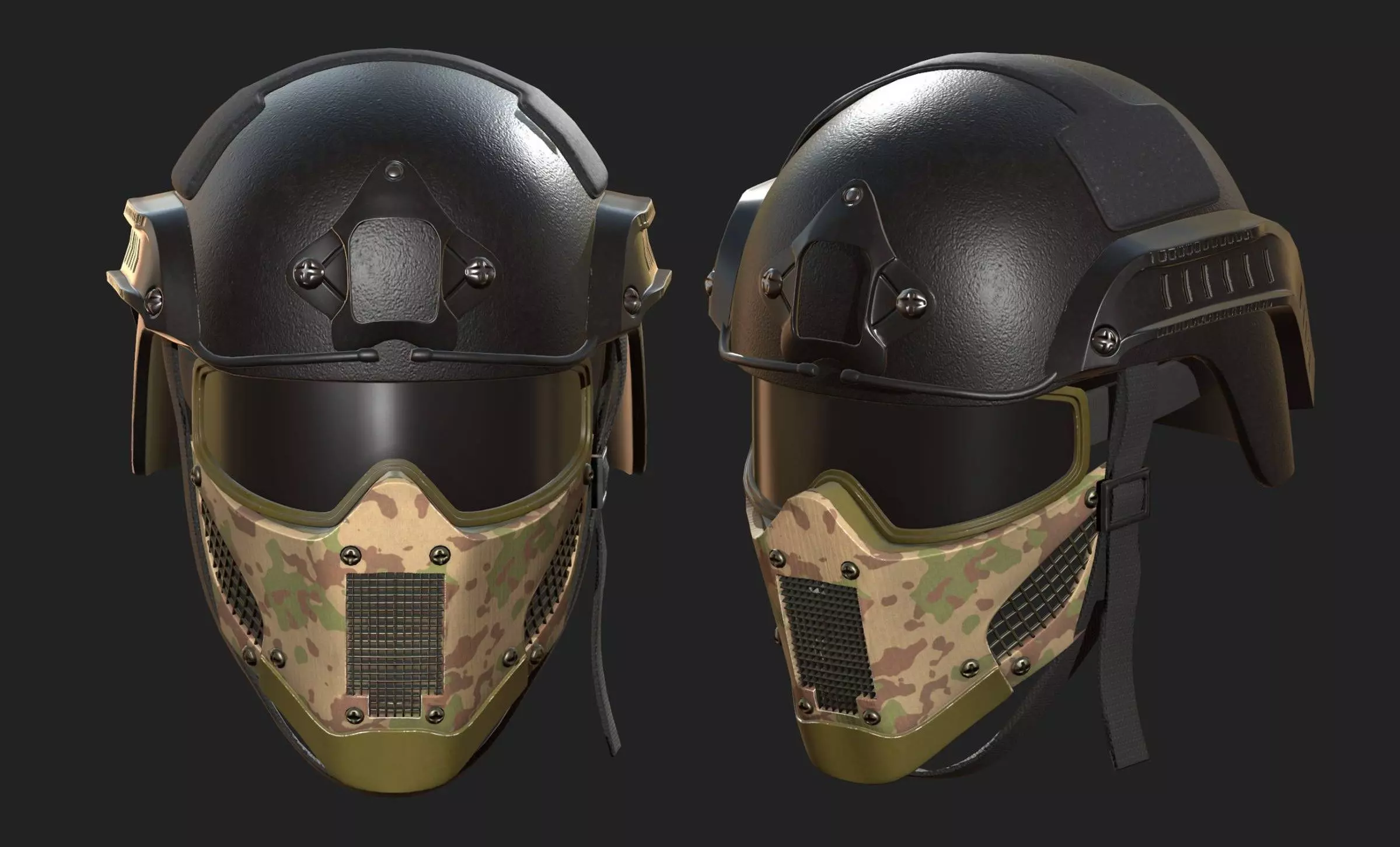 Helmet mask millitary combat soldier armor  Low-poly 3D model_0