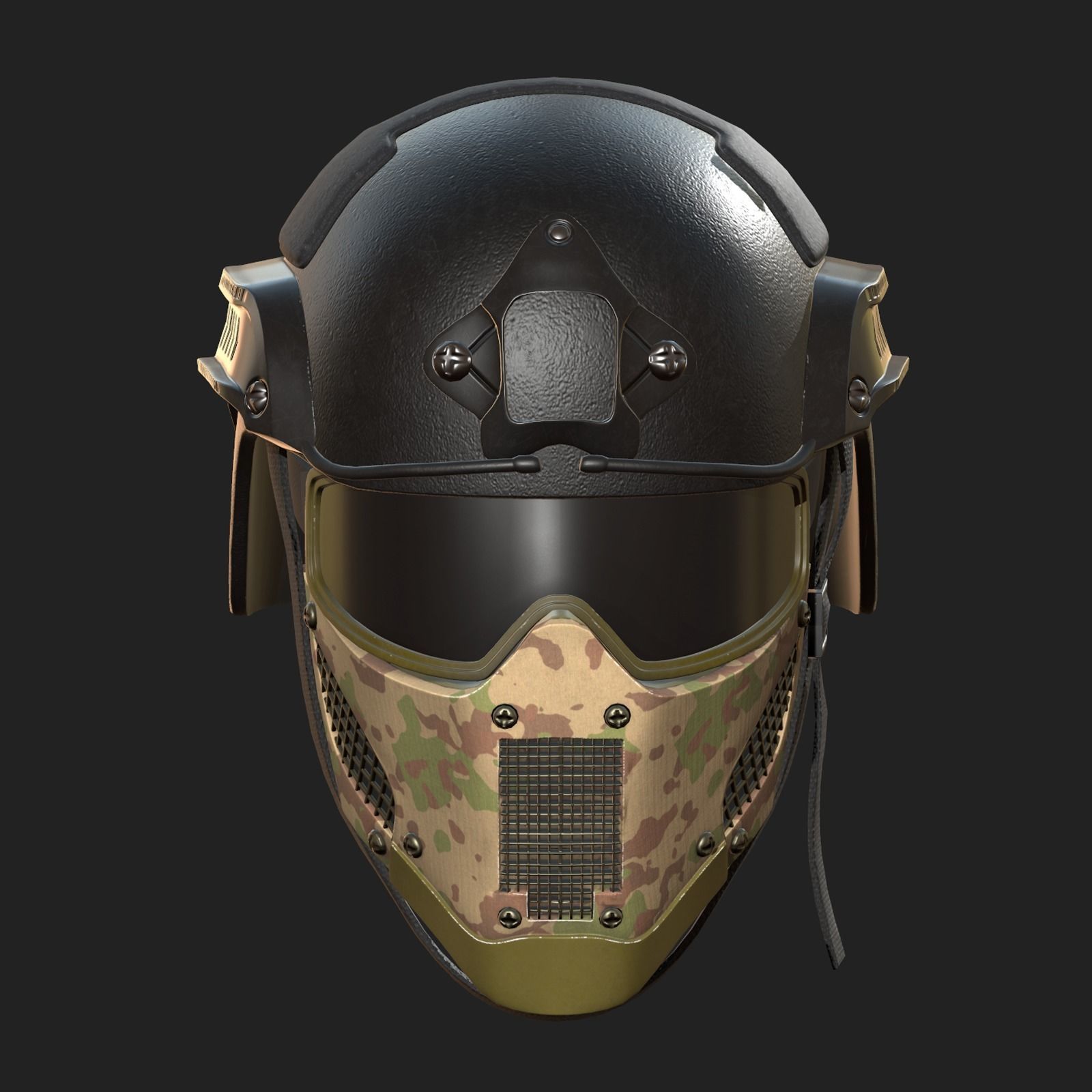 Helmet mask millitary combat soldier armor  Low-poly 3D model_2