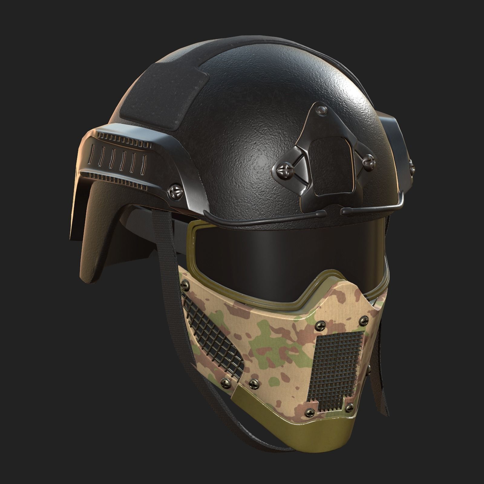 Helmet mask millitary combat soldier armor  Low-poly 3D model_3