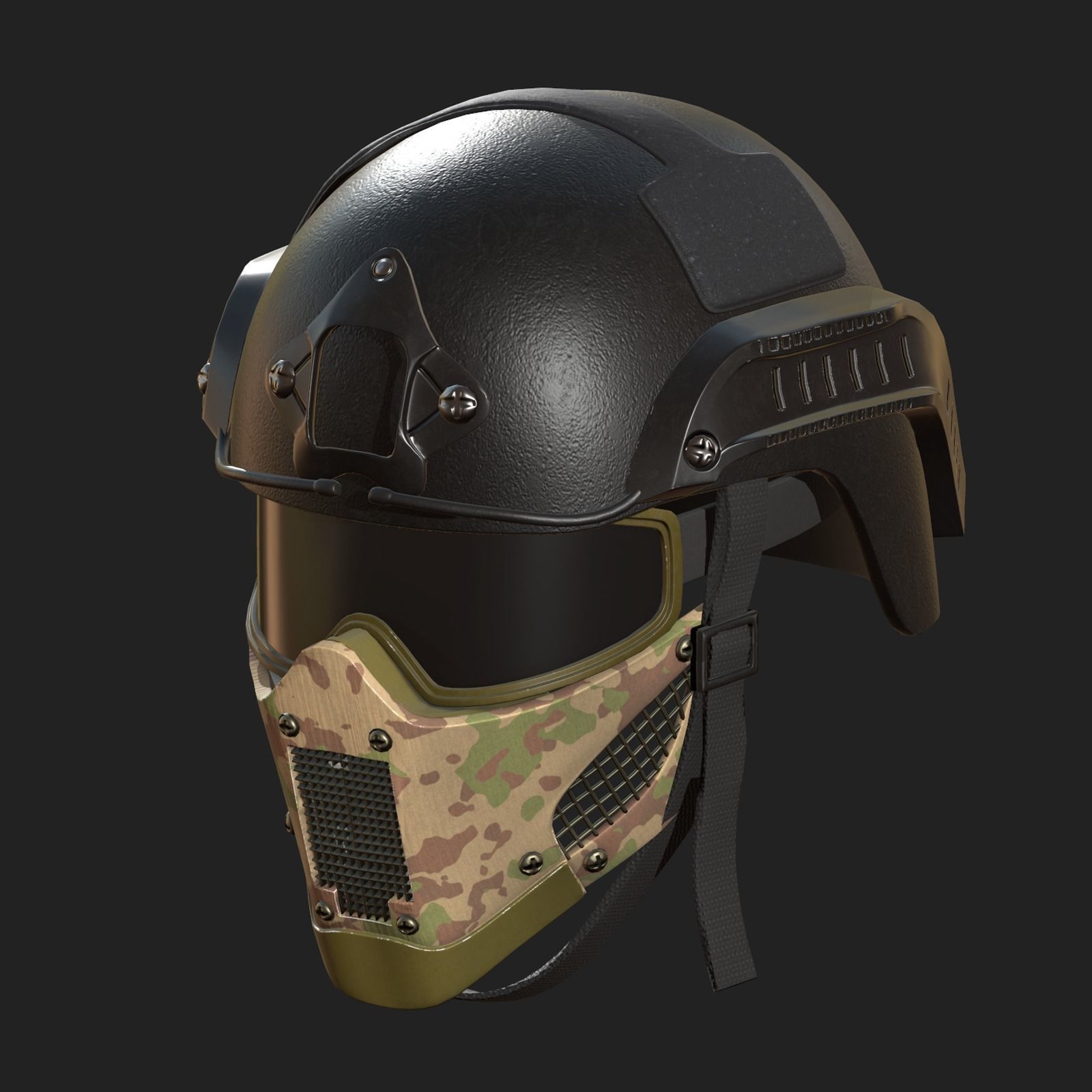 Helmet mask millitary combat soldier armor  Low-poly 3D model_1