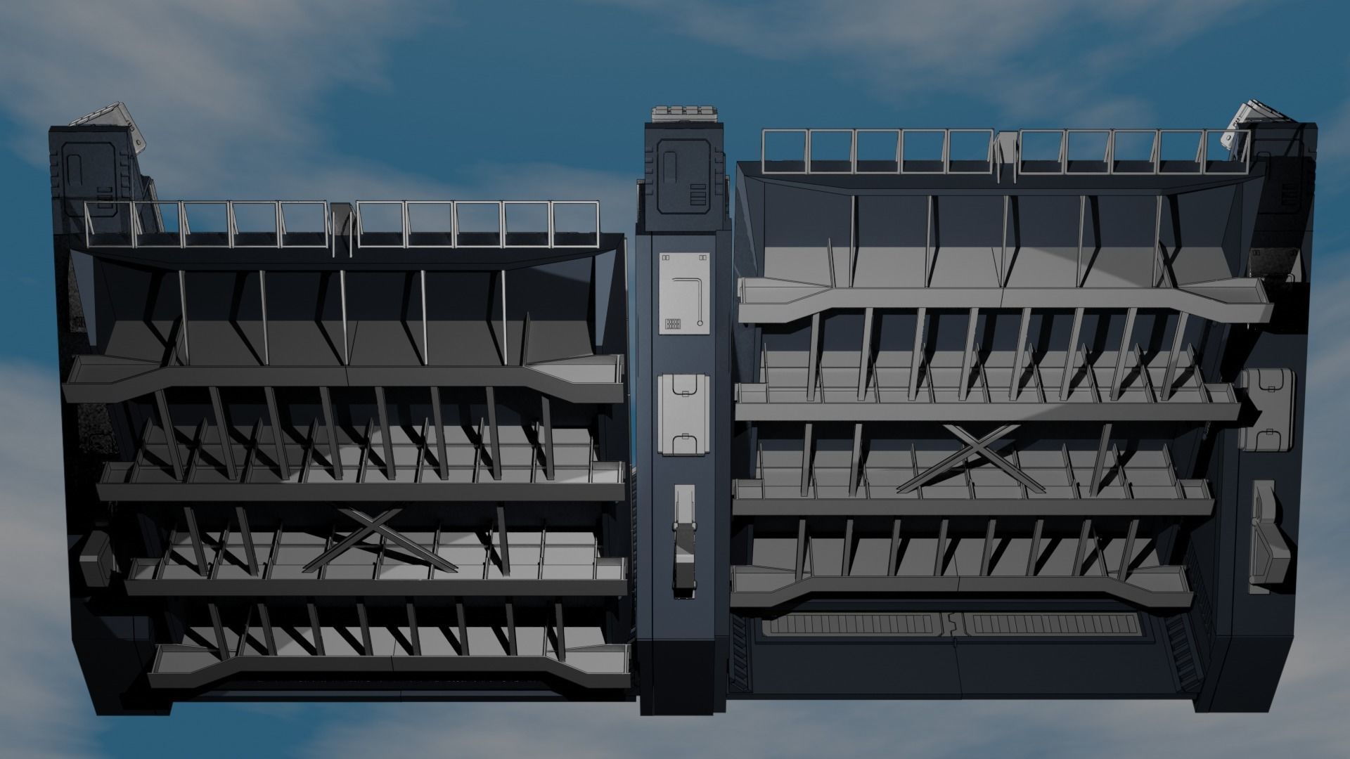 Set2 - Macross SDF-1 Prometheus Double Hangar elevator 3D print model_7