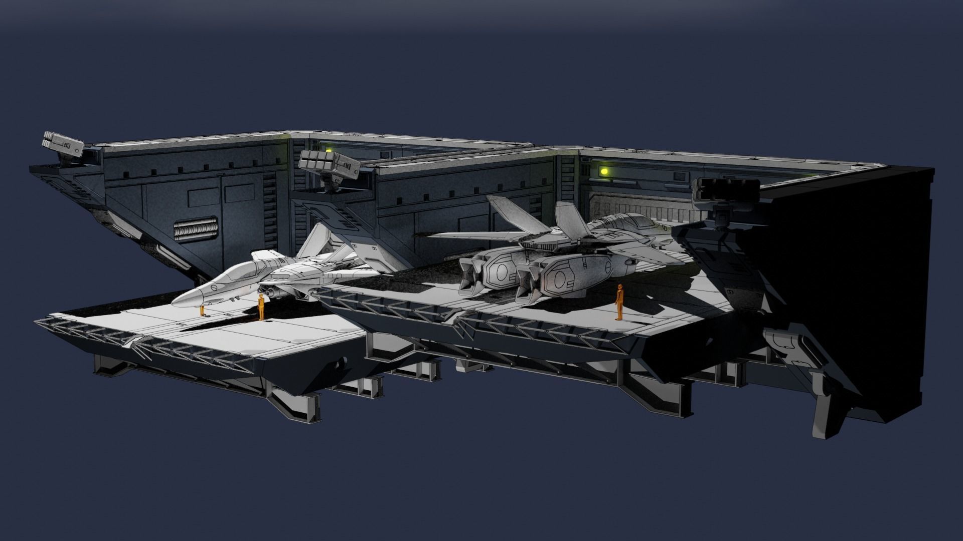 Set2 - Macross SDF-1 Prometheus Double Hangar elevator 3D print model_9
