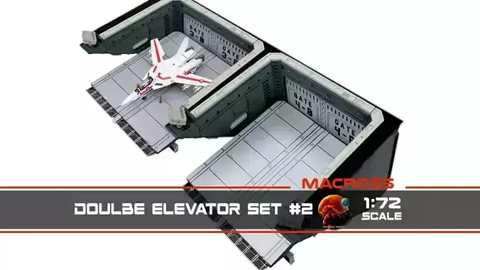 Set2 - Macross SDF-1 Prometheus Double Hangar elevator 3D print model
