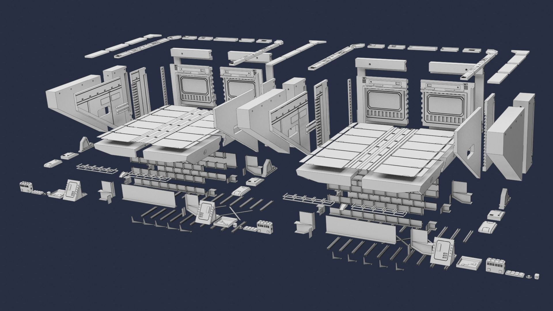 Set2 - Macross SDF-1 Prometheus Double Hangar elevator 3D print model_10