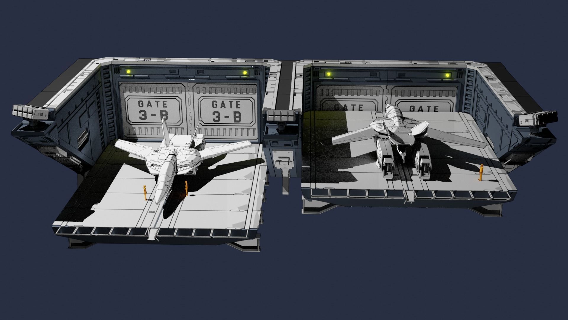 Set2 - Macross SDF-1 Prometheus Double Hangar elevator 3D print model_5