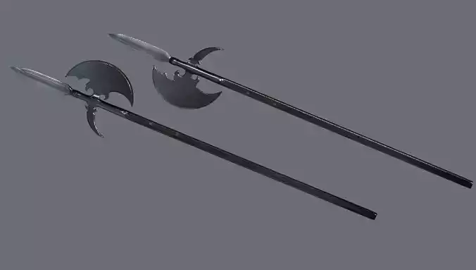 Medieval polearm game ready 3D model
